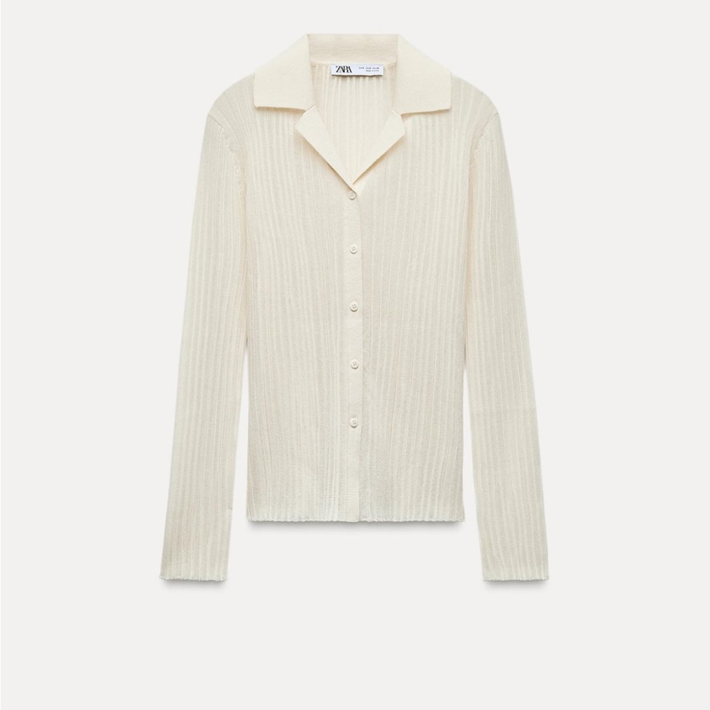 Zara Fine Ribbed Knit Cardigan